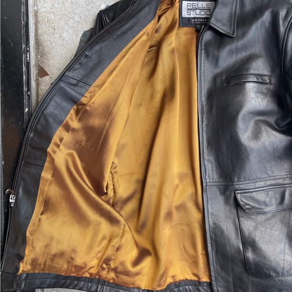 Pelle Studio Black Leather Trench Coat for Men - Picture 4 of 5